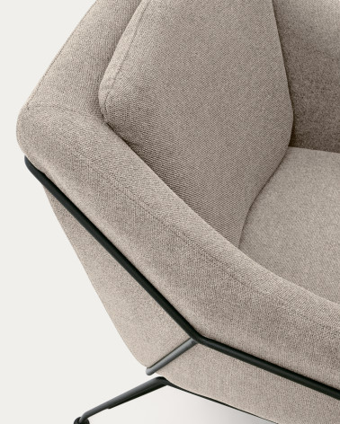 Brida armchair in beige and steel legs with black finish