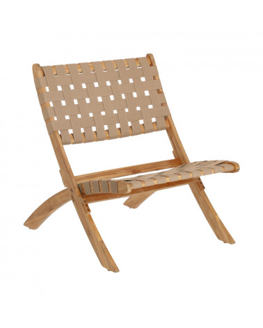 Chabeli acacia wood folding chair in acacia wood and beige cord FSC 100%