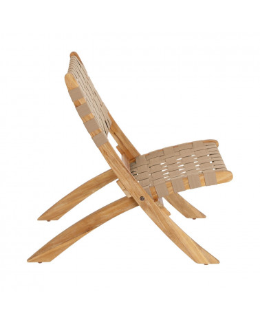 Chabeli acacia wood folding chair in acacia wood and beige cord FSC 100%