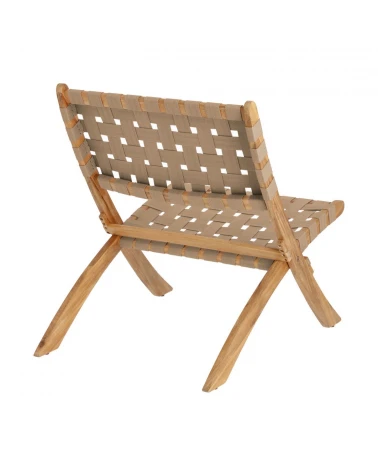 Chabeli acacia wood folding chair in acacia wood and beige cord FSC 100%