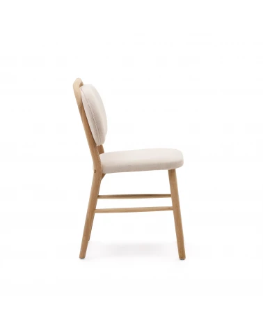 Helda chair in beige chenille and solid oak wood