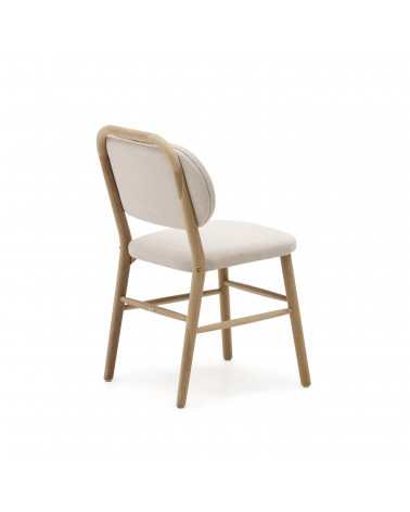 Helda chair in beige chenille and solid oak wood