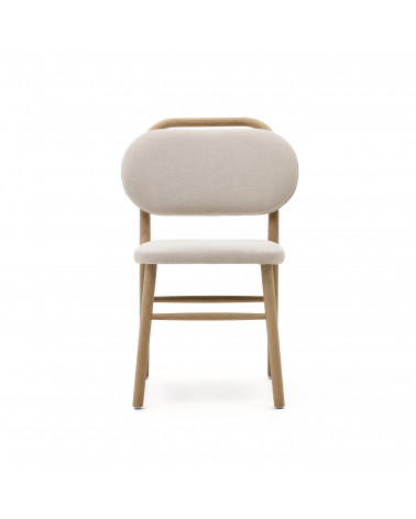 Helda chair in beige chenille and solid oak wood