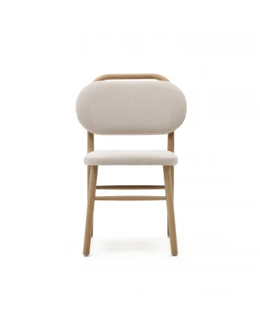 Helda chair in beige chenille and solid oak wood