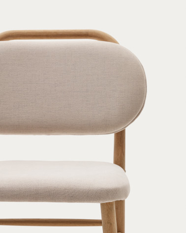 Helda chair in beige chenille and solid oak wood