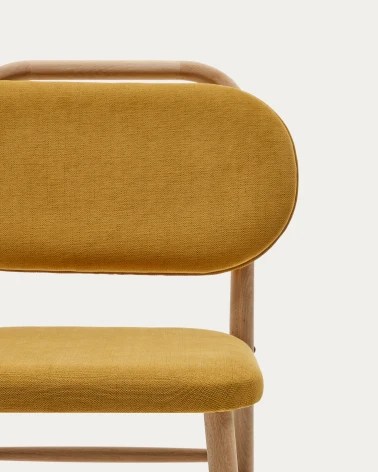 Helda chair in mustard chenille and solid oak wood