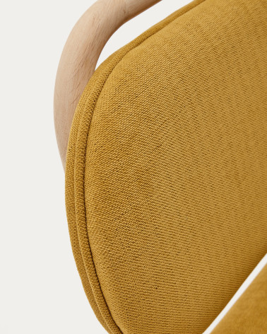 Helda chair in mustard chenille and solid oak wood