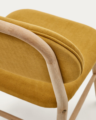 Helda chair in mustard chenille and solid oak wood