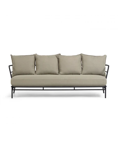 Mareluz 3 seater sofa in black steel, 197 cm