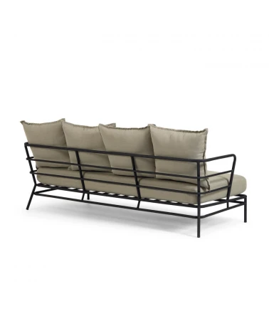 Mareluz 3 seater sofa in black steel, 197 cm