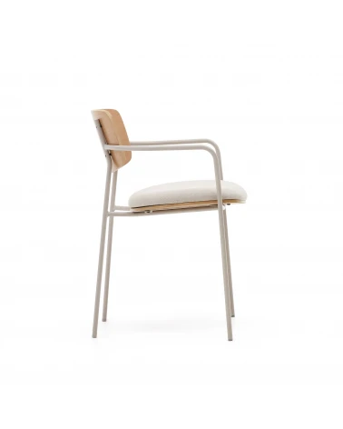 Maureen stackable chair in natural oak veneer with beige legs