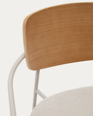 Maureen stackable chair in natural oak veneer with beige legs