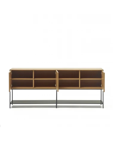 Vedrana 3 door sideboard in oak veneer with steel legs, 195 x 80 cm