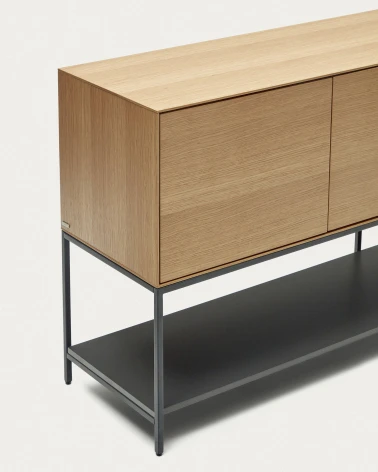 Vedrana 3 door sideboard in oak veneer with steel legs, 195 x 80 cm