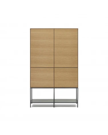 Vedrana 4 door tall sideboard in oak veneer with steel legs, 97.5 x 160 cm