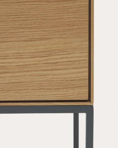 Vedrana 4 door tall sideboard in oak veneer with steel legs, 97.5 x 160 cm