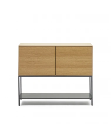 Vedrana 2 door sideboard in oak veneer with steel legs, 97.5 x 80 cm