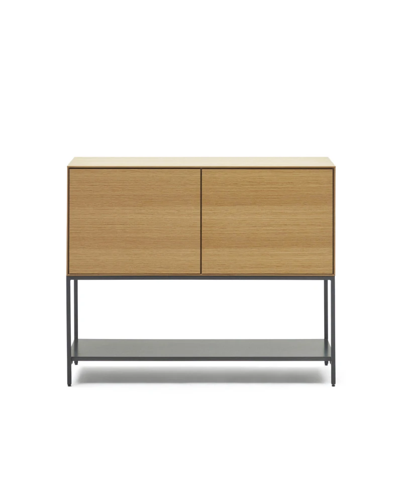 Vedrana 2 door sideboard in oak veneer with steel legs, 97.5 x 80 cm