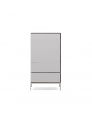 Vedrana 5-drawer chest of drawers white lacquered MDF 60 x 114 cm