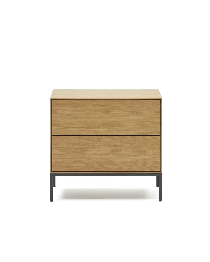 Vedrana beside table, 2 oak veneer drawers, and black steel legs, 60 x 55 cm