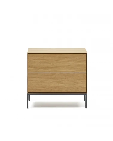 Vedrana beside table, 2 oak veneer drawers, and black steel legs, 60 x 55 cm