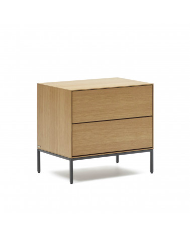 Vedrana beside table, 2 oak veneer drawers, and black steel legs, 60 x 55 cm