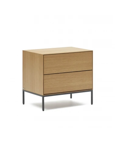 Vedrana beside table, 2 oak veneer drawers, and black steel legs, 60 x 55 cm