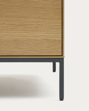 Vedrana beside table, 2 oak veneer drawers, and black steel legs, 60 x 55 cm