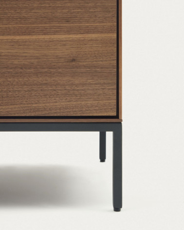 Vedrana beside table, 2 walnut veneer drawers, and black steel legs, 60 x 55 cm