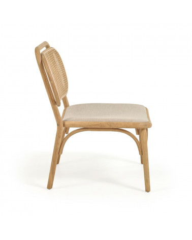 Doriane solid oak easy chair with natural finish and upholstered seat