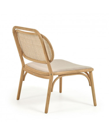 Doriane solid oak easy chair with natural finish and upholstered seat