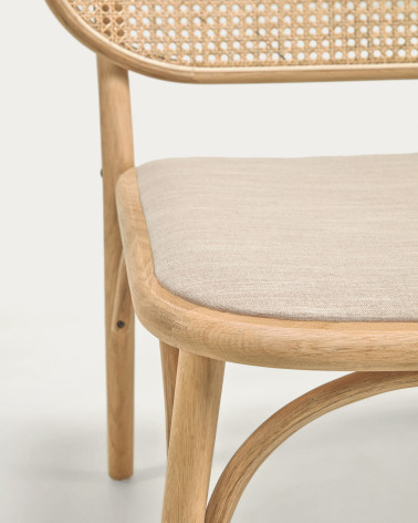 Doriane solid oak easy chair with natural finish and upholstered seat