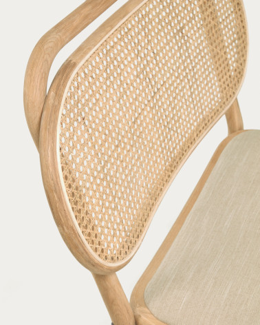 Doriane solid oak easy chair with natural finish and upholstered seat