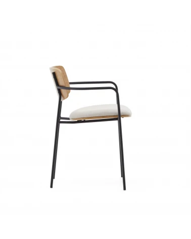 Maureen stackable chair with oak veneer in natural finish and metal in black finish