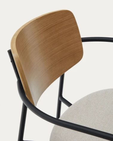 Maureen stackable chair with oak veneer in natural finish and metal in black finish