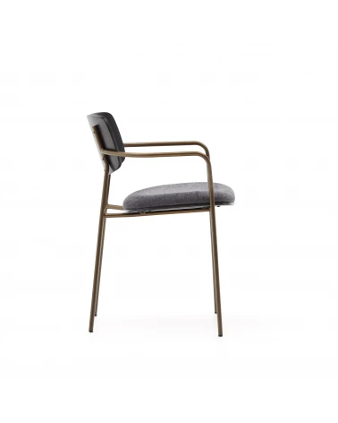 Maureen stackable chair with ash veneer in dark finish and metal in brass finish