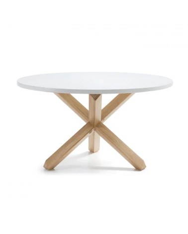 Lotus table in white with solid oak legs, Ă 120 cm