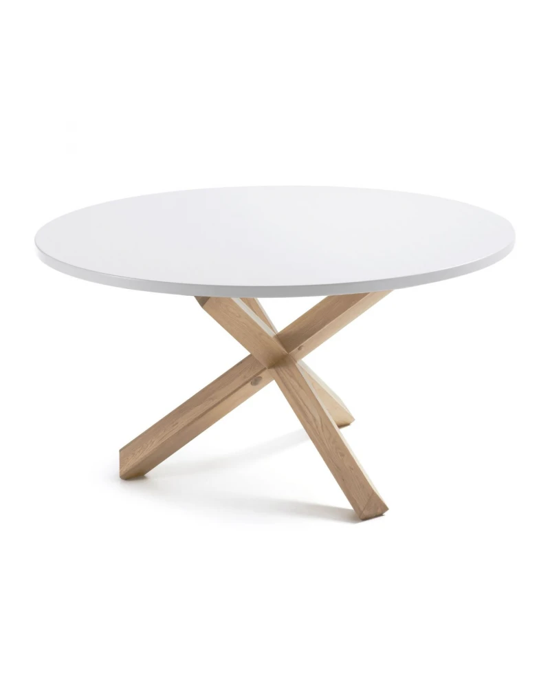 Lotus table in white with solid oak legs, Ă 135 cm