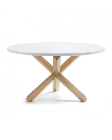 Lotus table in white with solid oak legs, Ă 135 cm