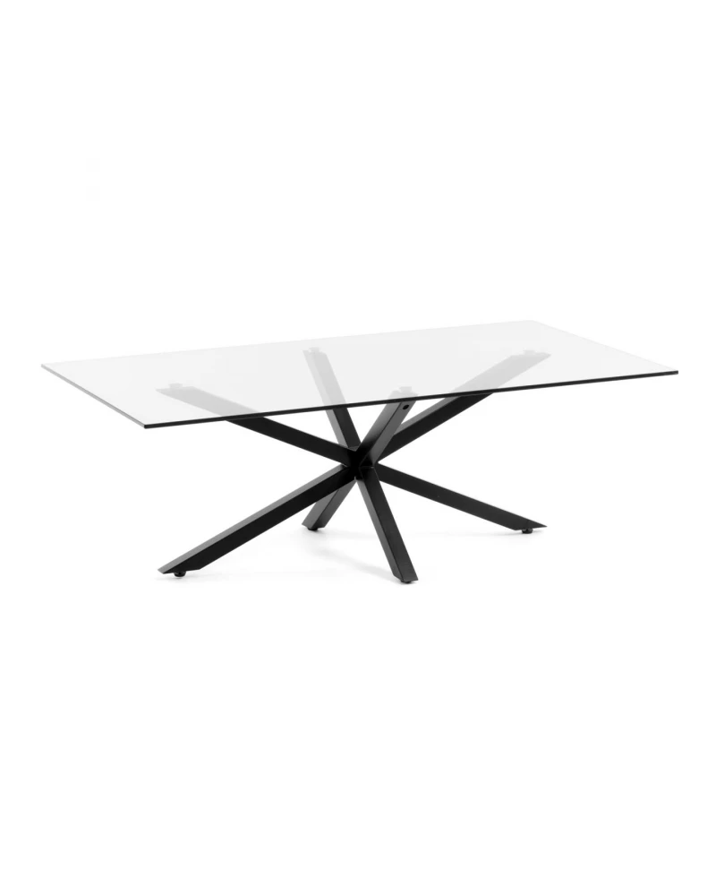 Argo coffee table glass black legs 130 x 70 cm