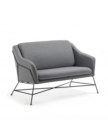 Brida 2 seater sofa in dark grey, 128 cm