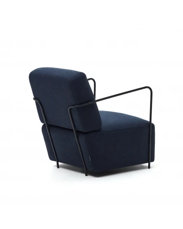 Gamer armchair in blue and metal with black finish