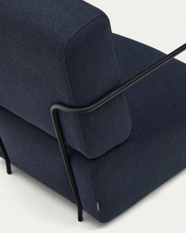 Gamer armchair in blue and metal with black finish