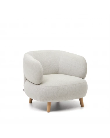 Luisa armchair in pearl with solid beech wood legs
