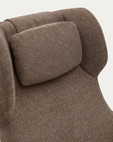 Zalina swivel armchair in light brown chenille and steel with black finish