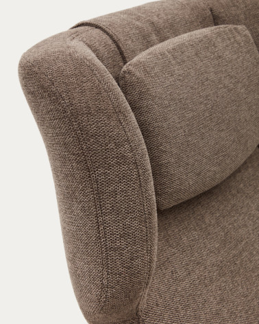 Zalina swivel armchair in light brown chenille and steel with black finish