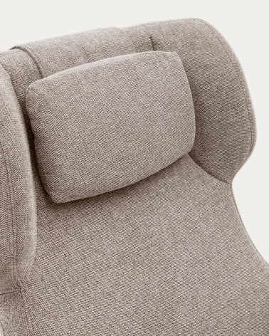 Zalina swivel armchair in beige chenille and steel with black finish