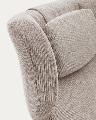 Zalina swivel armchair in beige chenille and steel with black finish