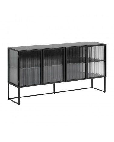 Trixie steel sideboard with 4 doors in a black painted finish, 160 x 81 cm