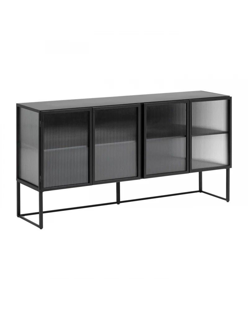 Trixie steel sideboard with 4 doors in a black painted finish, 160 x 81 cm